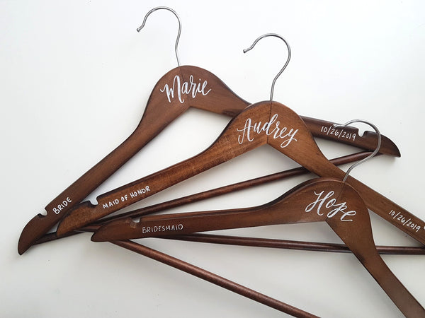 Wood personalized bridesmaid hangers