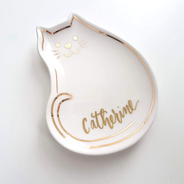 personalized cat trinket dish