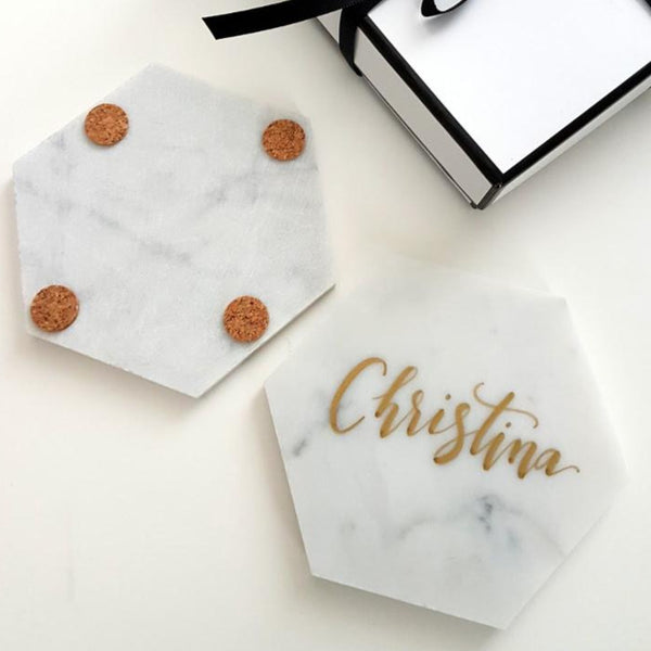 Personalized Marble Coasters