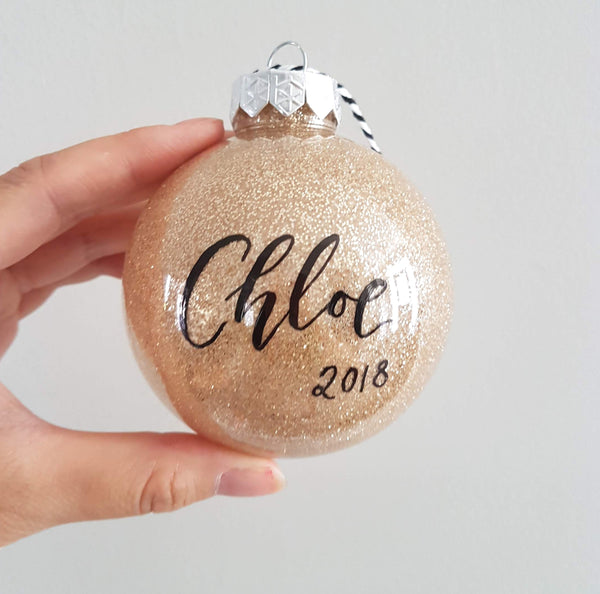 personalized gold christmas ornament