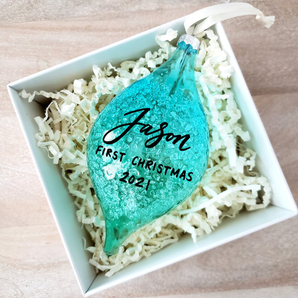 Turquoise Glass Ornament