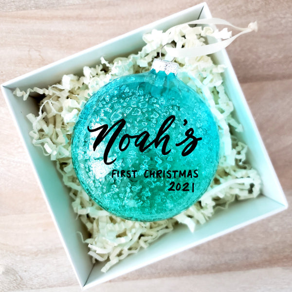 Turquoise Glass Ornament