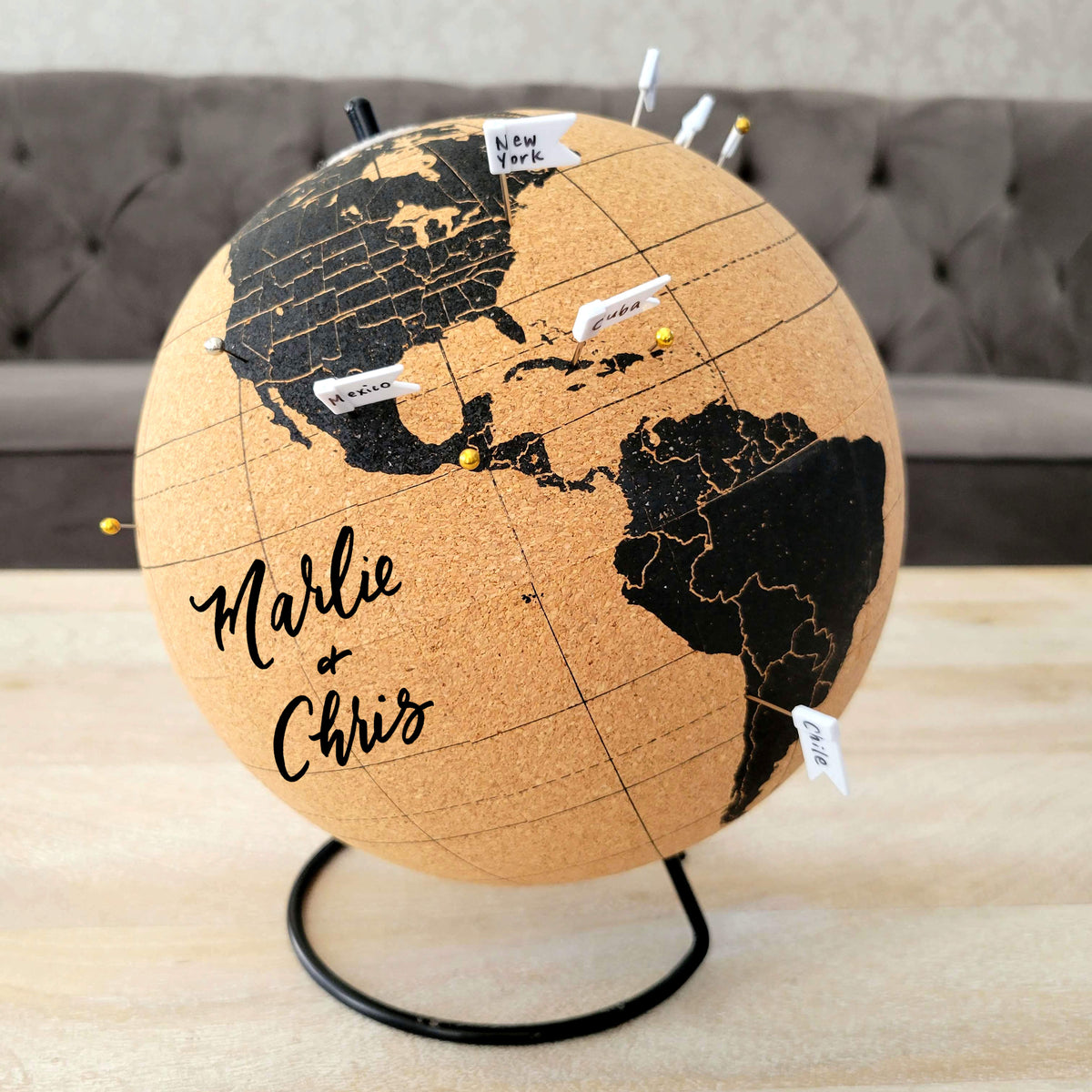 Push Pin World Globe | Personalized Wedding Gift – The Lettering Studio