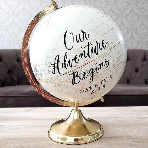 Large 12 inch guest book globe for wedding