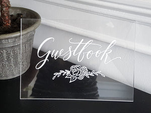 acrylic sign for wedding guest book