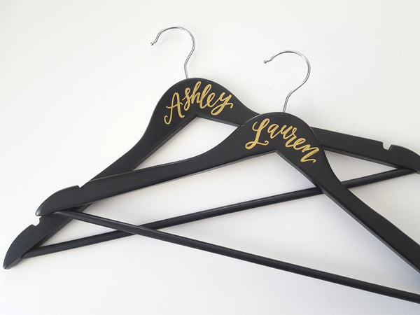 Black personalized bridesmaid hangers