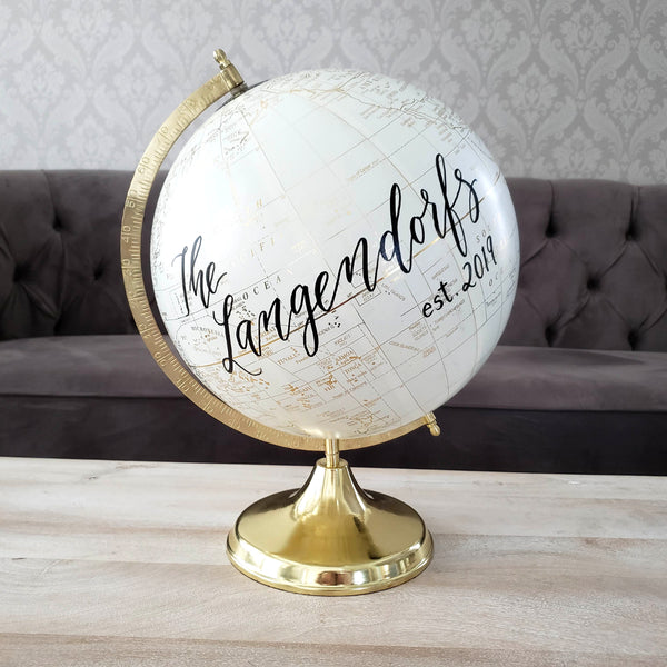 Wedding Guest Book Globe with established date