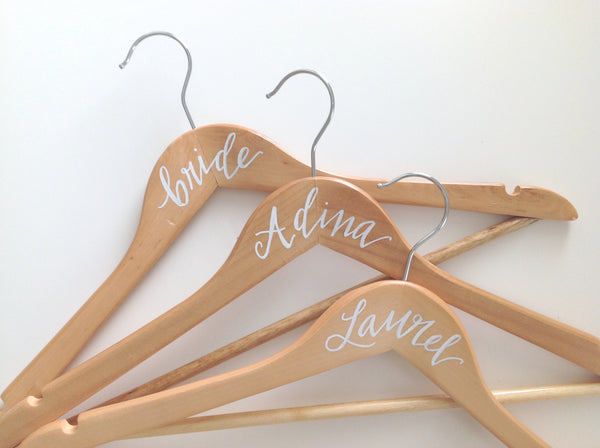 wood personalized bridesmaid hangers