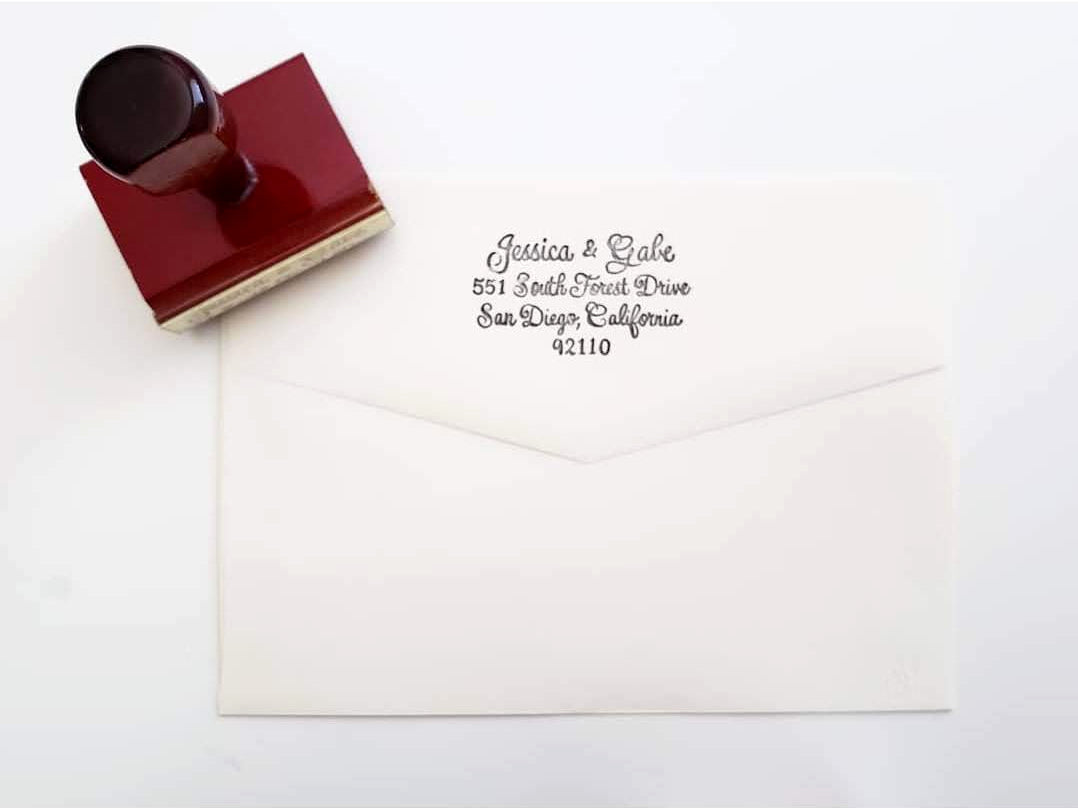 Calligraphy Address Rubber Stamp for return envelopes – The Lettering ...