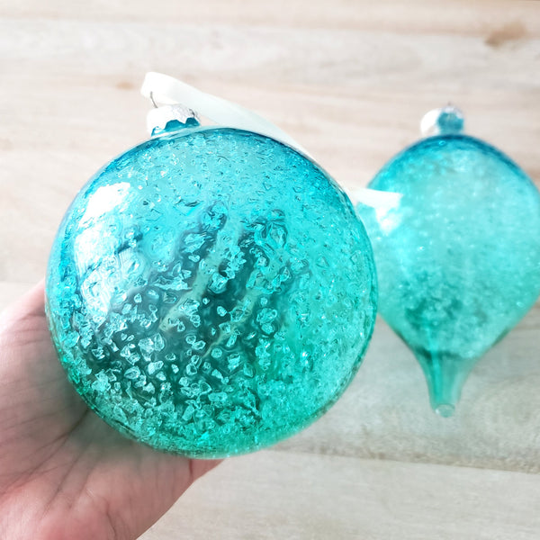Turquoise Glass Ornament