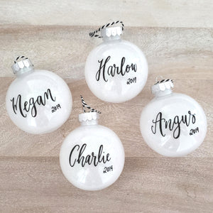 white glitter ornaments